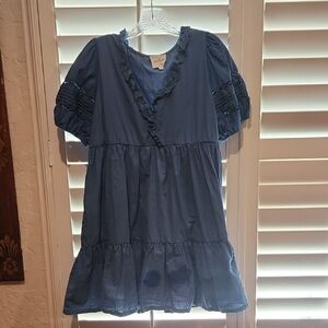 Umgee Dusty Blue, Babydoll Mini-dress. Size LG